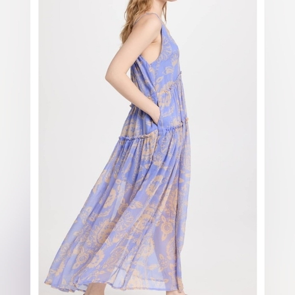 RARE!! Free People,Julianna,Maxi Dress W/ Pockets,In Color Bluebell,Size Large - Picture 4 of 7